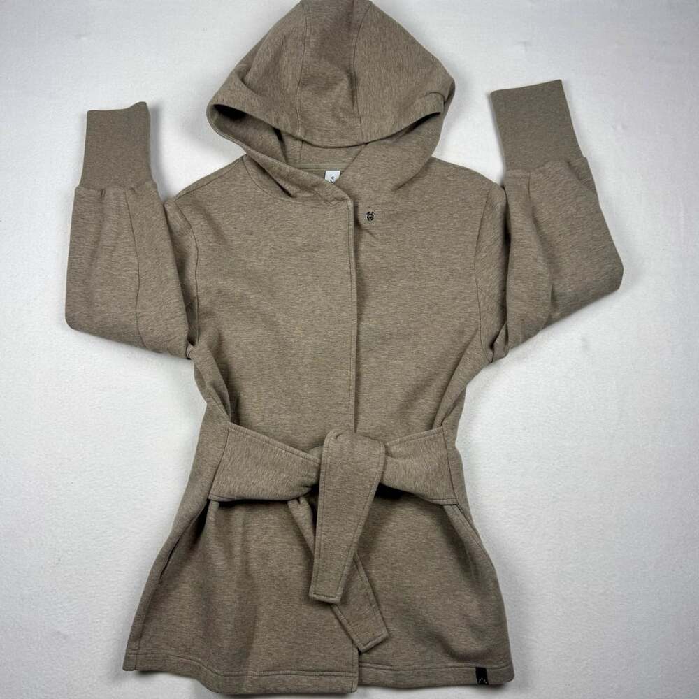 Varley Cove Wrap Hooded Sweatshirt Jacket Brown